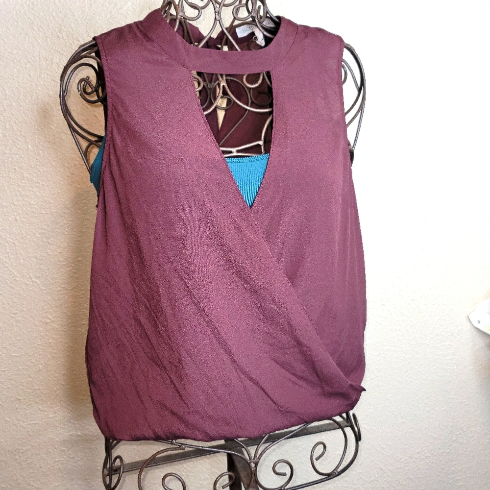 BCBG Crossover Sleeveless Blouse